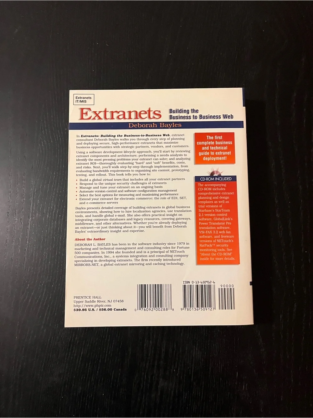 (Original $39.95) Prentice Hall Extranets Deborah Bayles Book CD-ROM 0136509126